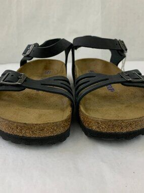 Birkenstock Bali Black Oiled Leather Soft Footbed Narrow Width Sandals